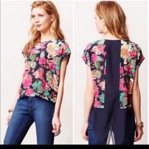 Anthropologie Maeve floral silk top